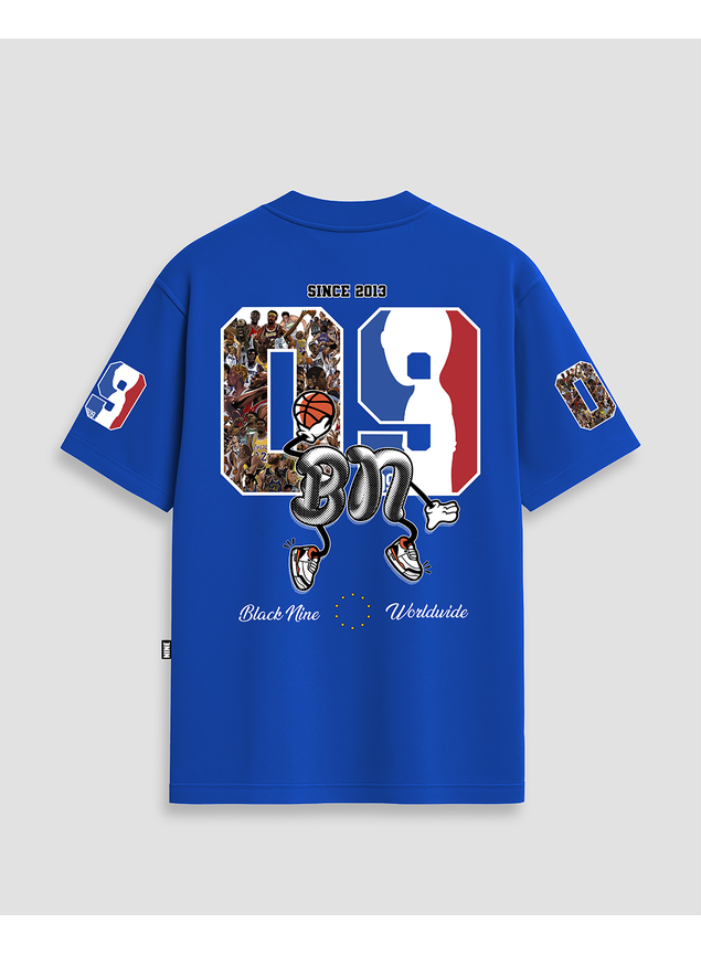 Camiseta Oversized Streetwear Basquete Bn 09 - Azul Royal
