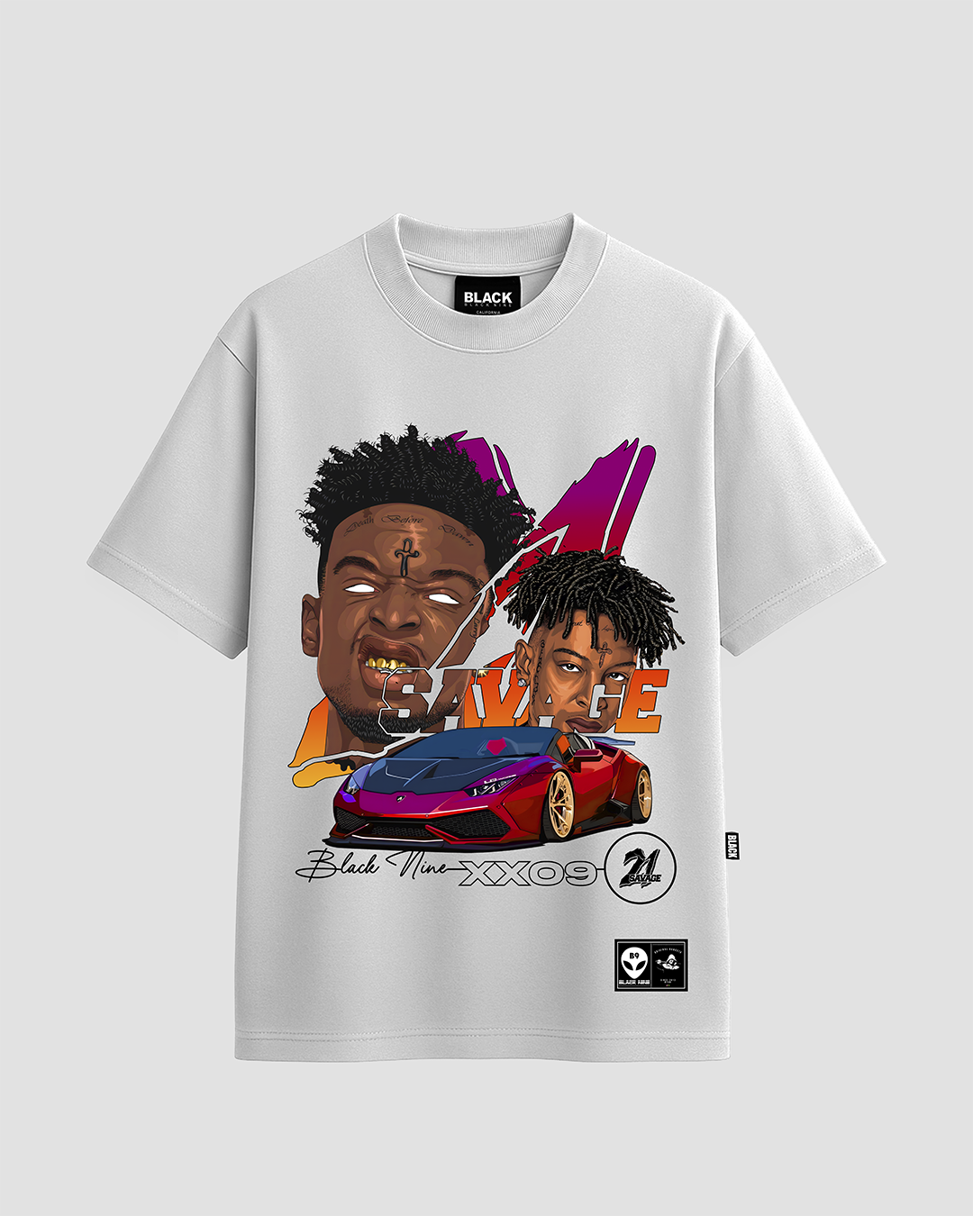 洋楽 G-RAP L S O B Camiseta 21 Savage Lamborghini - Branca