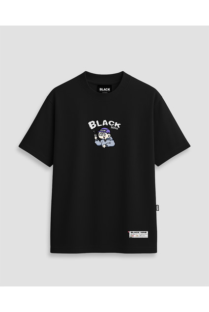 Camiseta Oversized Streetwear Lettering - Preta