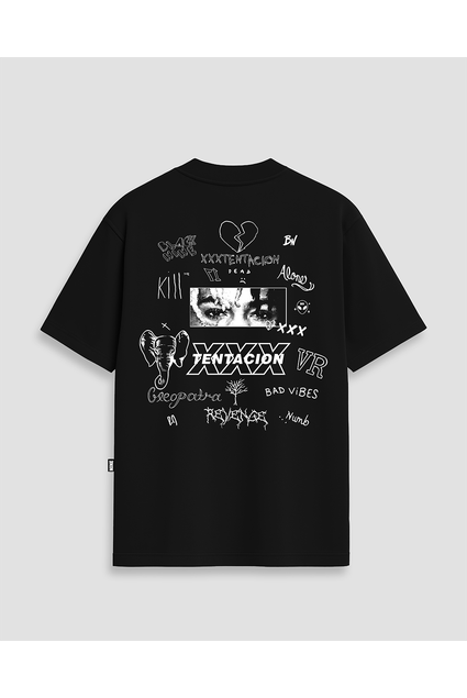 Camiseta Oversized Xxx Tentacion Symbols - Preta - B91986