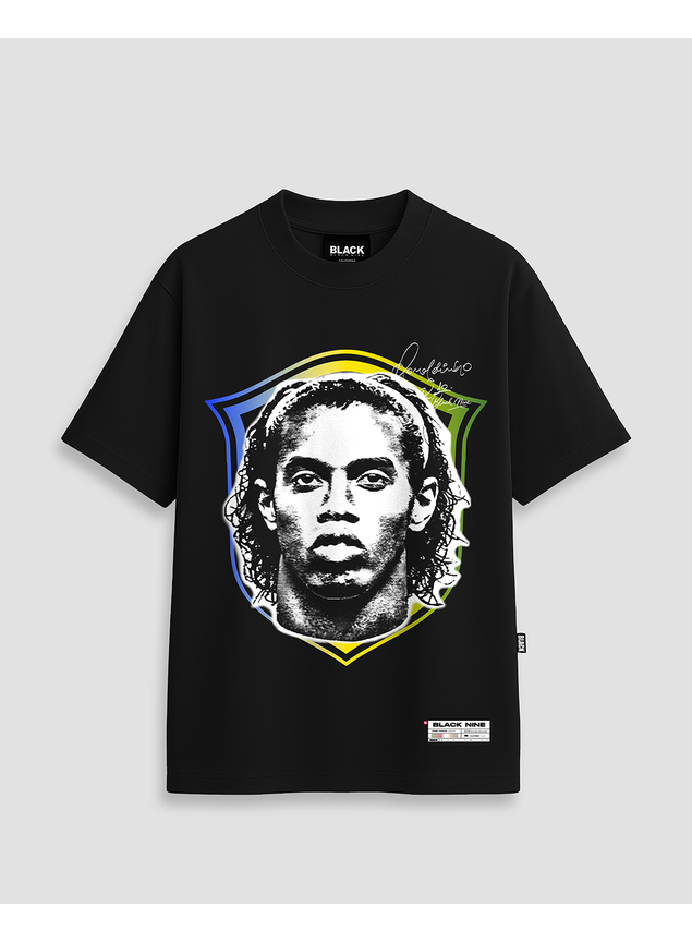 Camiseta Oversized Streetwear Homenagem Ronaldinho R10 - Preta