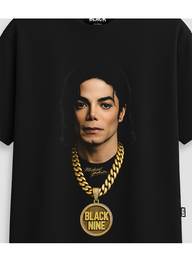 Camiseta Oversized Streetwear Michael Jackson Cordão B9 - Preta