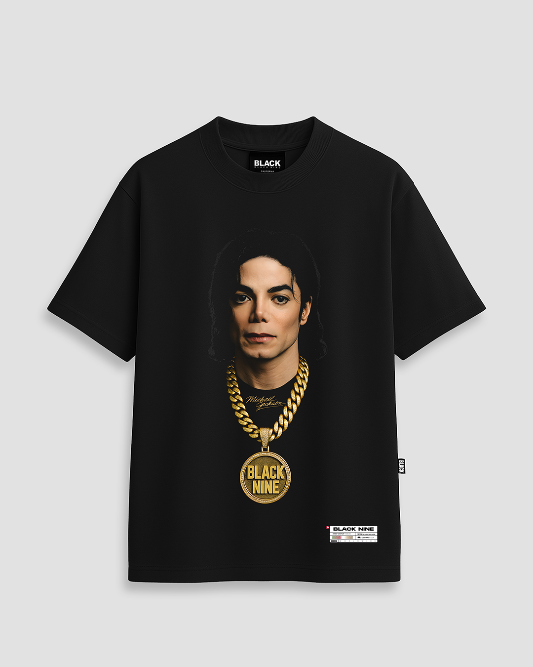 K-POP アパレル ブラック Camiseta Oversized Streetwear Michael Jackson Cordão B9 - Preta