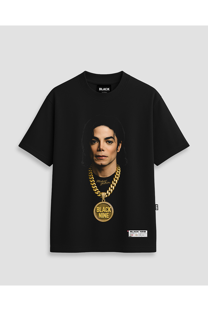 Camiseta Oversized Streetwear Michael Jackson Cordão B9 - Preta