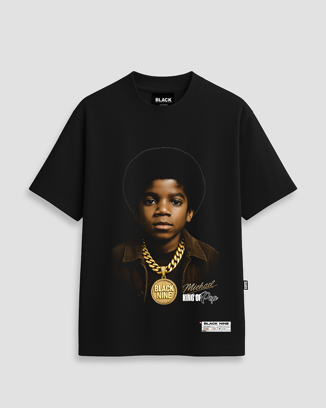 Camiseta Oversized Streetwear Michael Jackson Cordão B9 - Preta