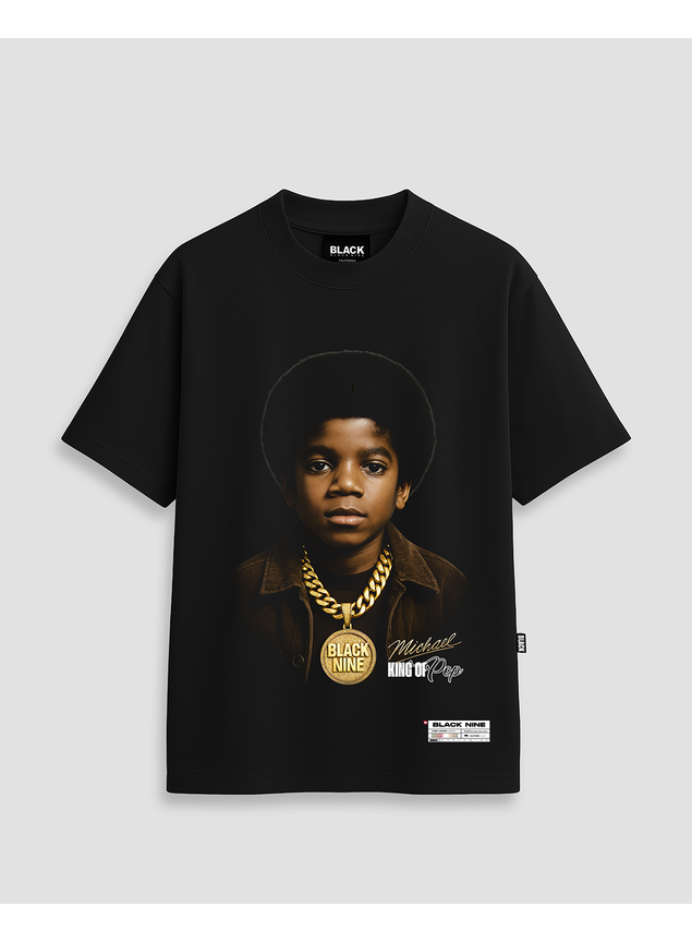 Camiseta Oversized Streetwear Michael Jackson King - Preta