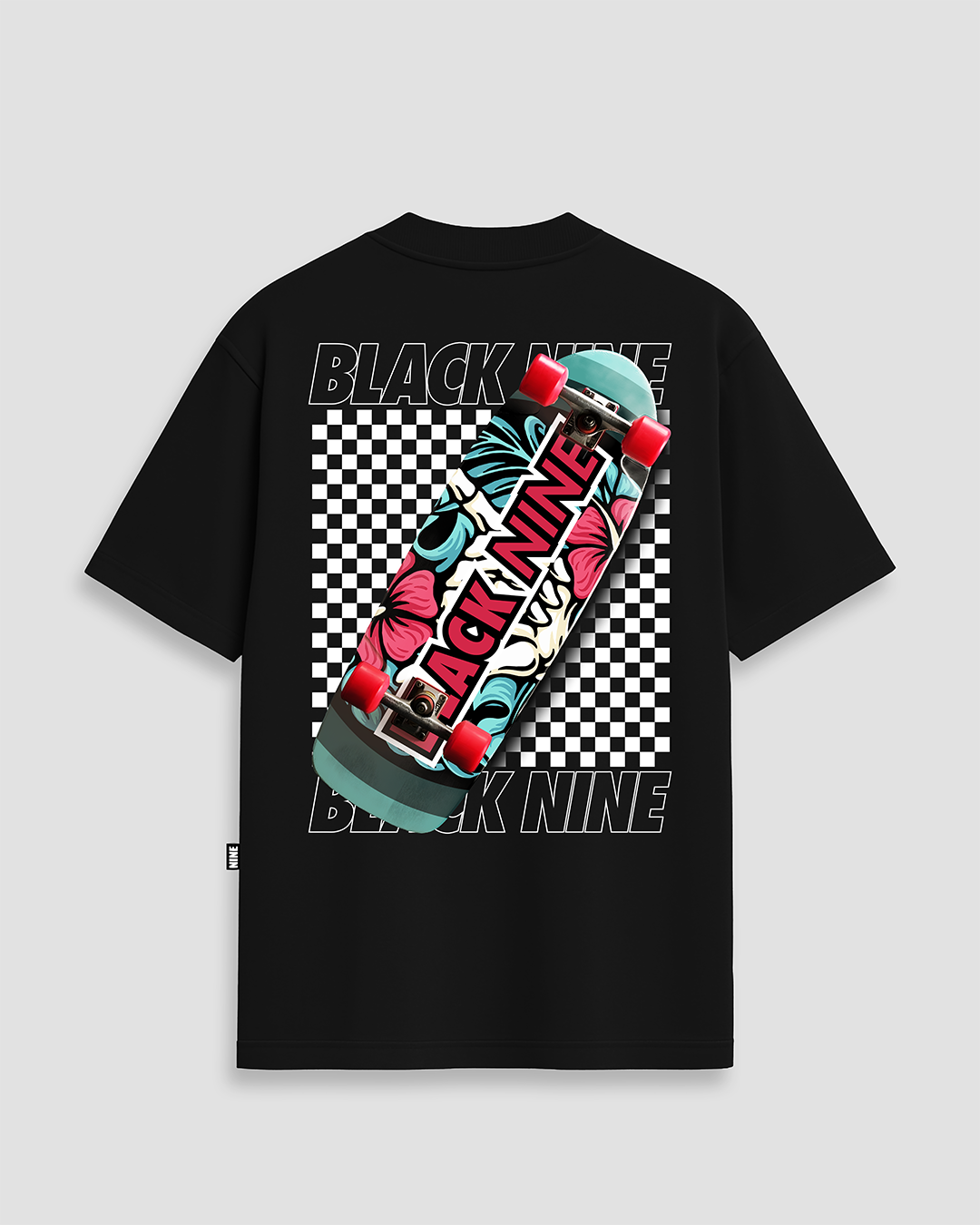 SK Camiseta Oversized Streetwear Sk8 Off The Curve - Preta