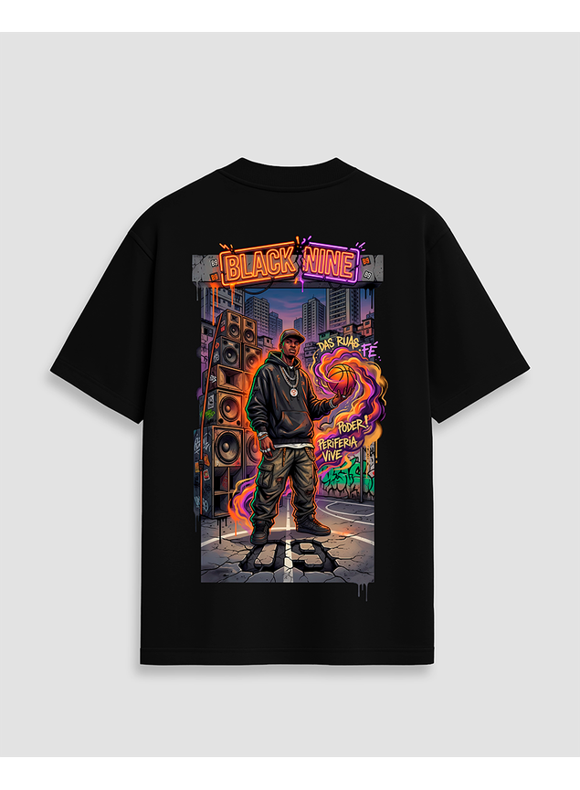 ナイン Camiseta Oversized Streetwear Periferia Black Nine - Preta