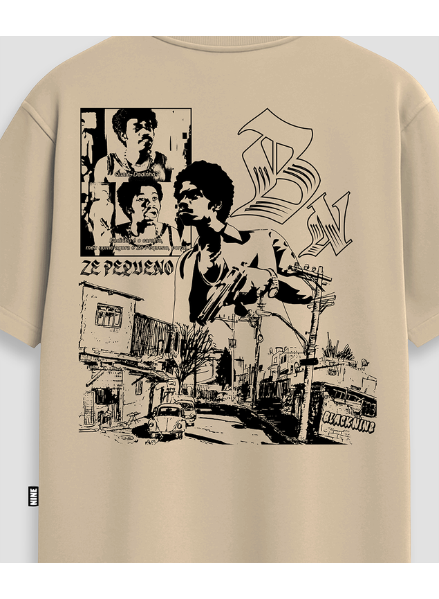SUNSEA Keef’s GIGOLO Shirt/Beige×Black 3 Camiseta Oficial Meu Nome É Zé Pequeno - Areia