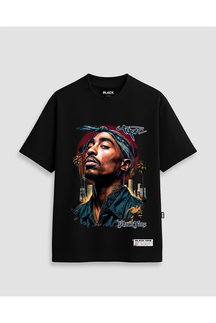 Camiseta Streetwear Tupac Shakur Cordão Preta