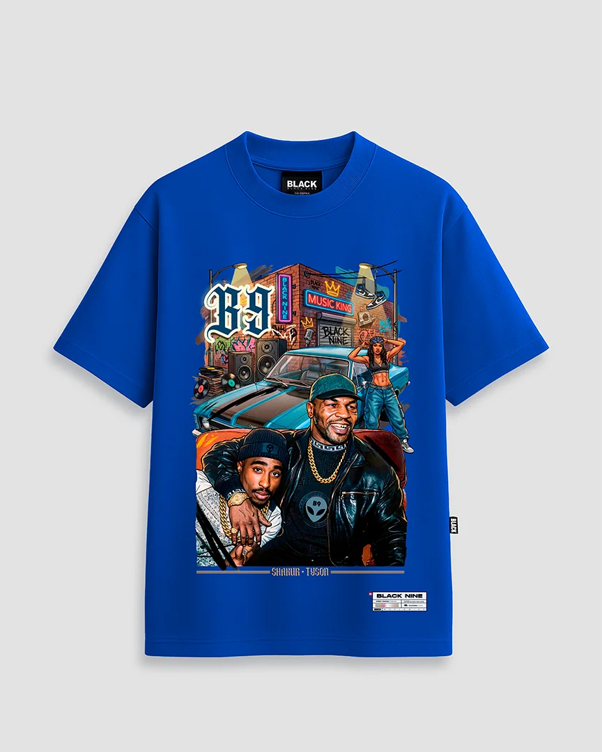 Camiseta Oversized Streetwear Tupac Tyson - Azul Royal