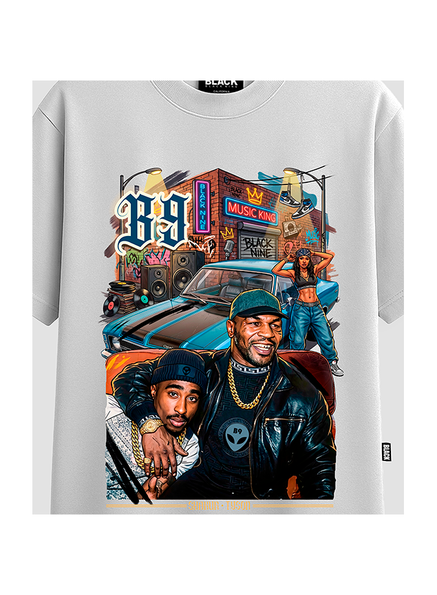 Camiseta Oversized Streetwear Tupac Tyson - Branca