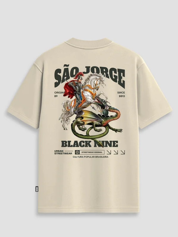 Camiseta Black Nine, Streetwear, oversized, sao jorge, camiseta