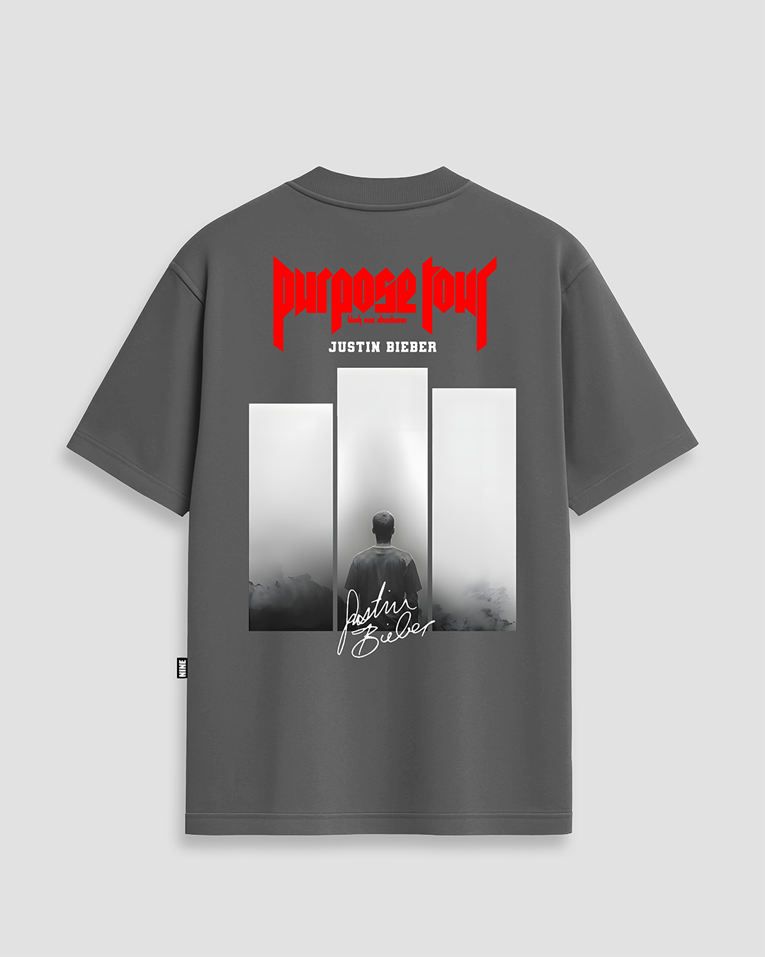 　Justin Bieber tour M Camiseta Oversized Streetwear Justin Bieber Purpose Tour - Chumbo
