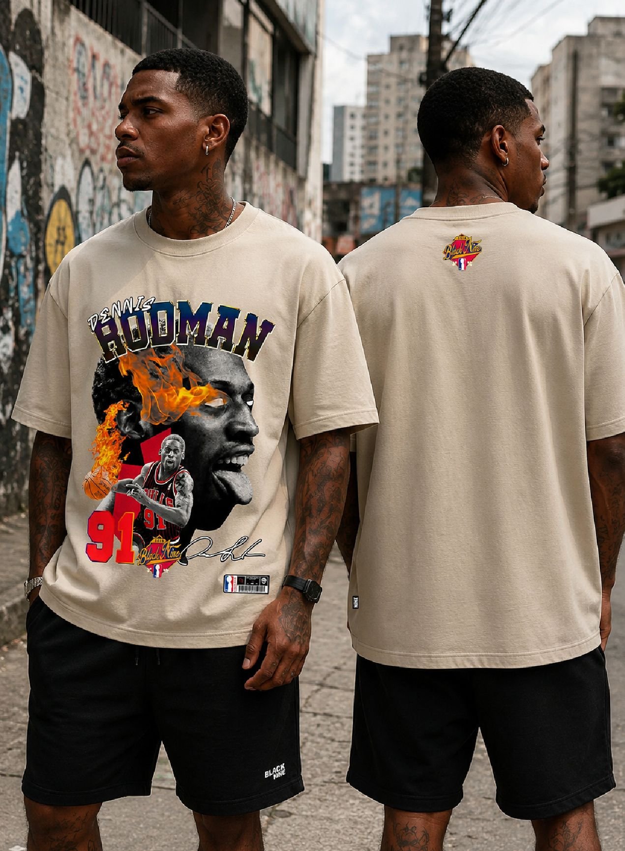 Camiseta Premium Dennis Rodman 91 - Off White