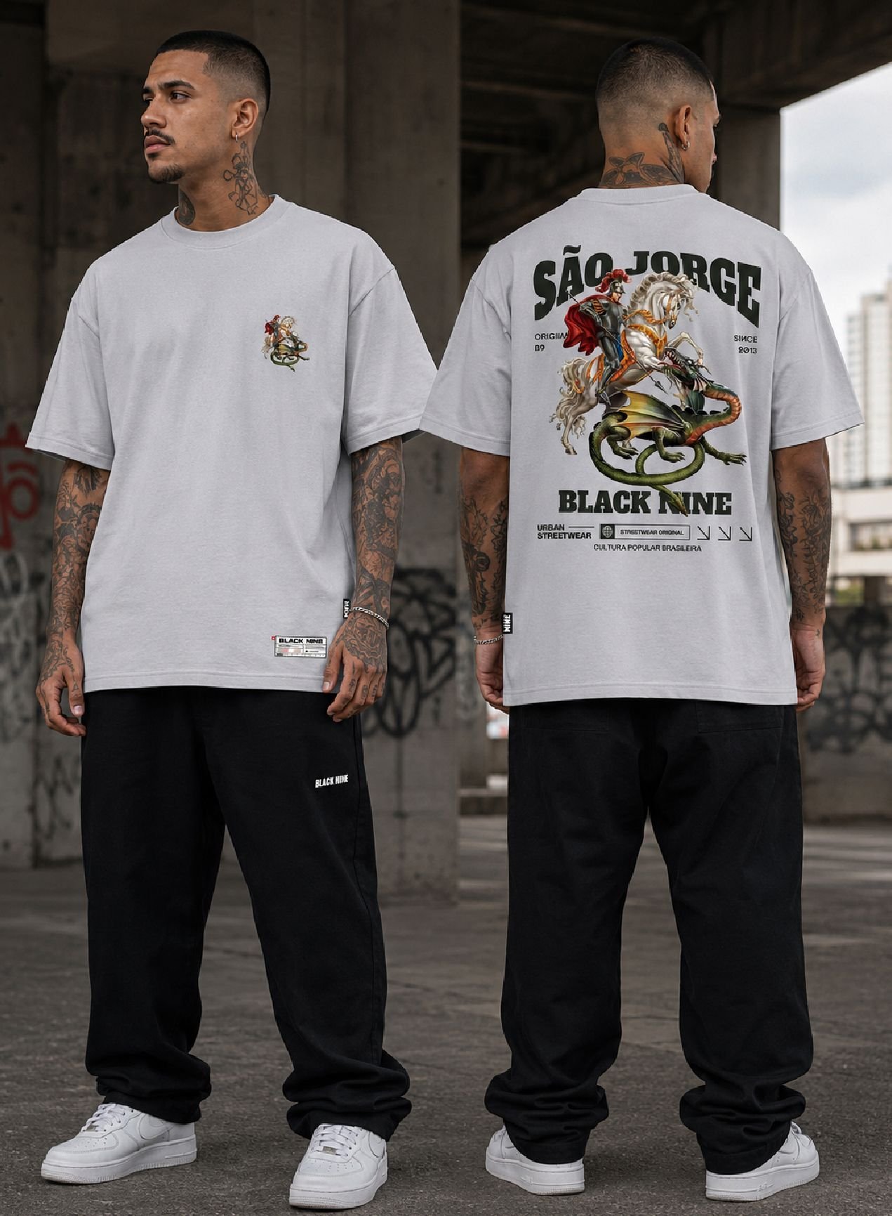 Camiseta Edição Limitada Black Nine São Jorge - Branca