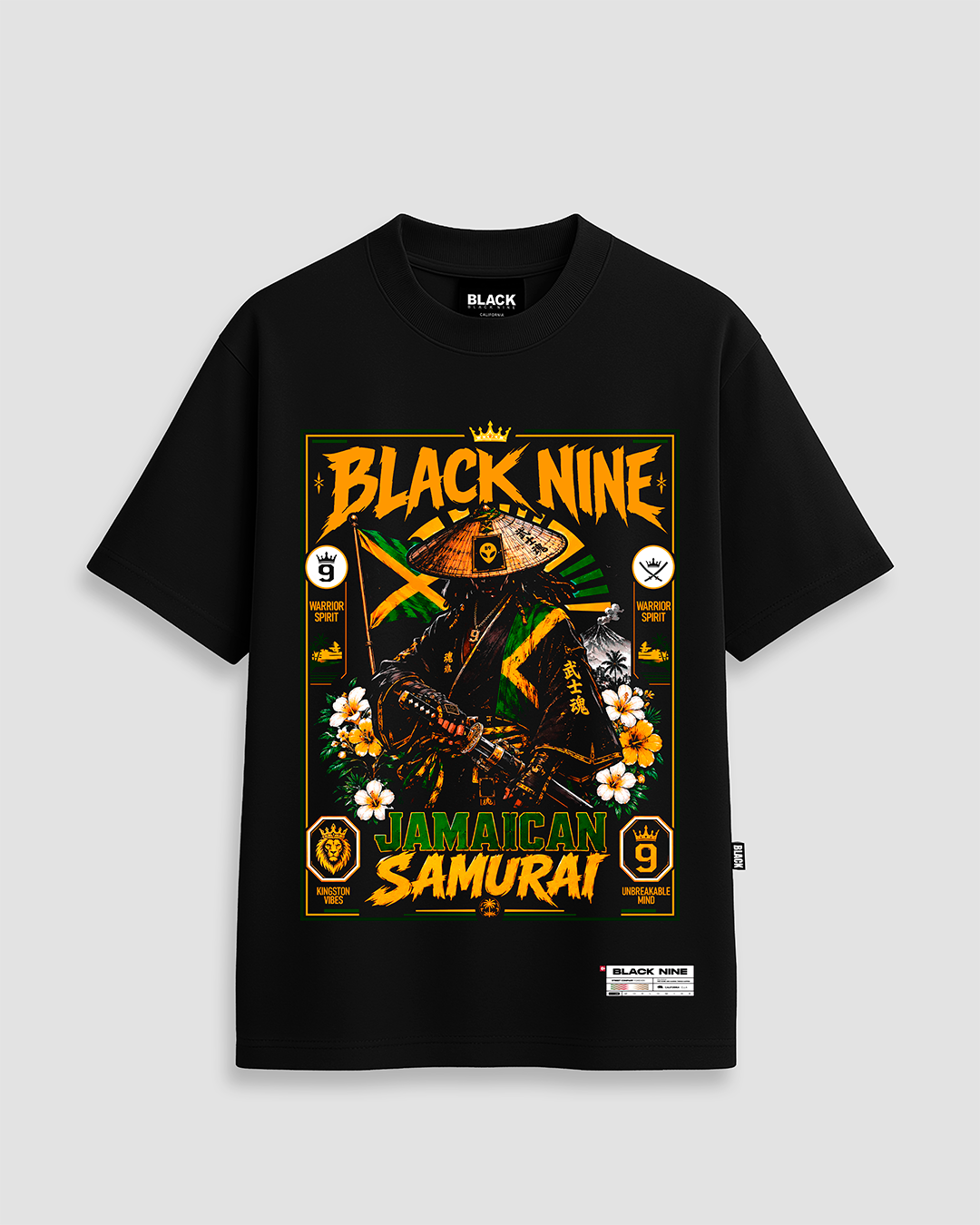 Camiseta Oversized Streetwear Samurai Jamaica - Preta