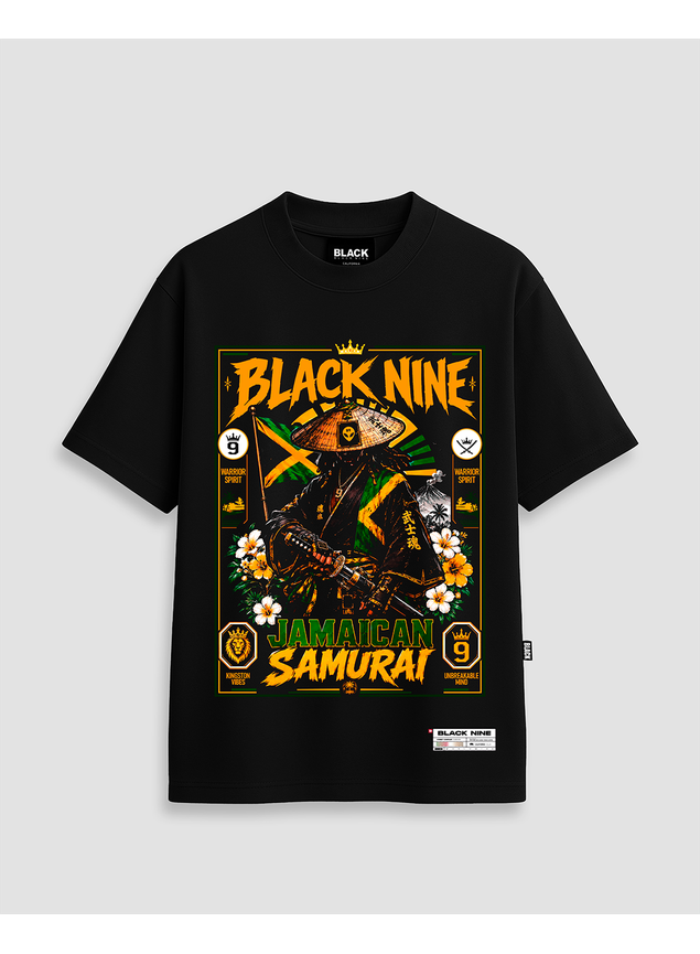 Camiseta Oversized Streetwear Samurai Jamaica - Preta