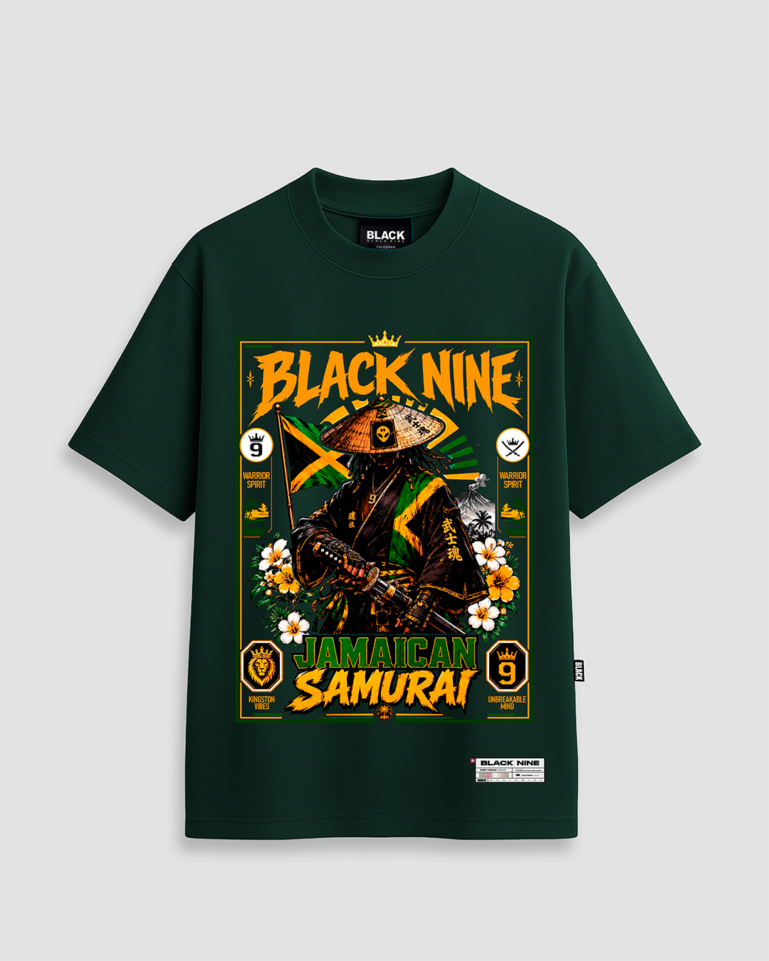 Camiseta Oversized Streetwear Samurai Jamaica - Preta