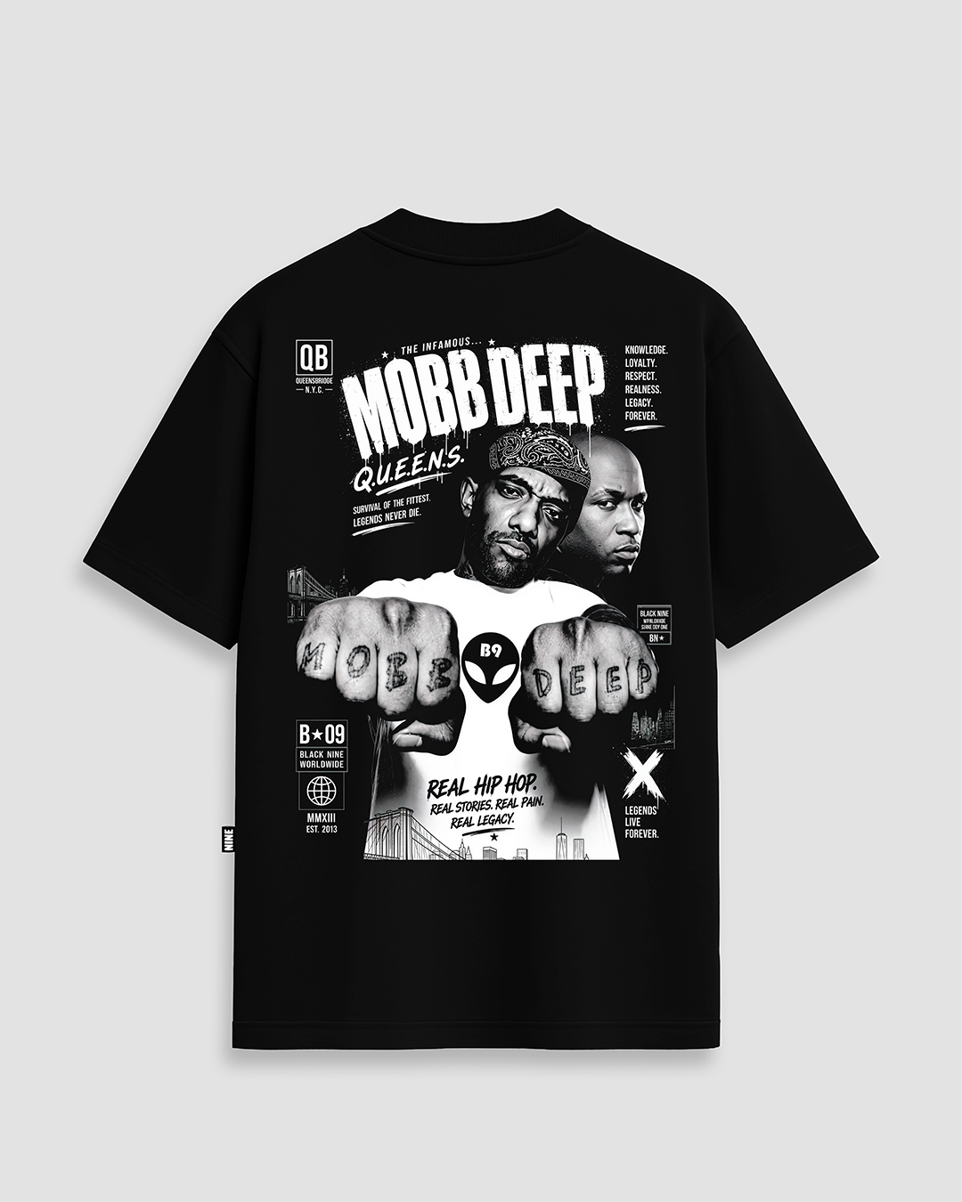 Camiseta Oversized Streetwear Mobb Deep Queens - Branca