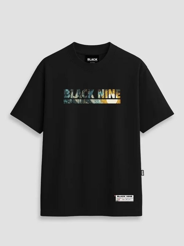 Camiseta Oversized Streetwear Sun And Nature - Preta