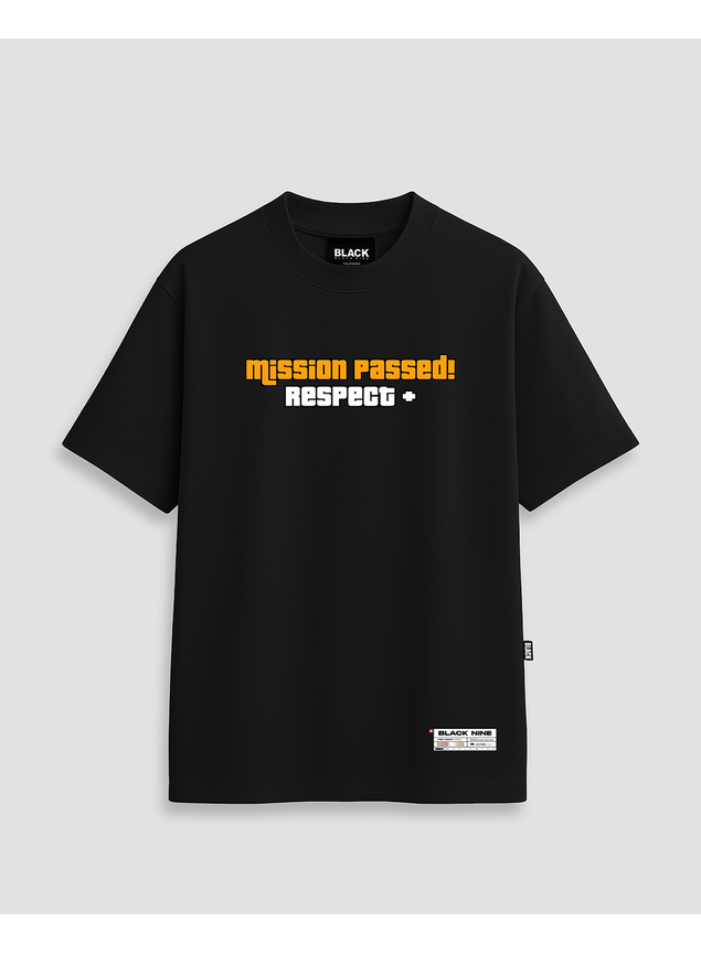 【 NSSan  】 Camiseta Oversized Streetwear Mission Passed - Preta