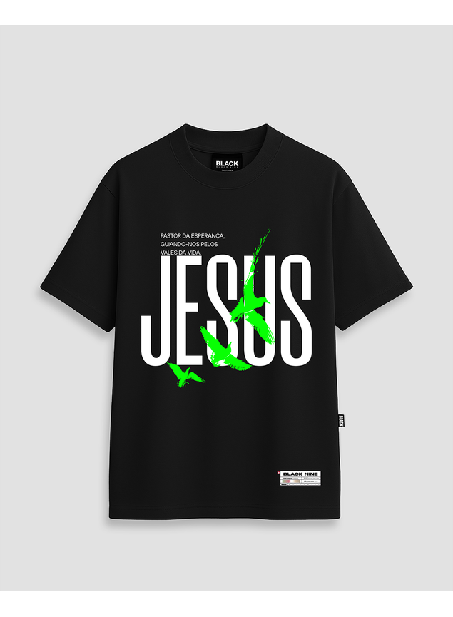 Camiseta Oversized Streetwear Jesus - Preta