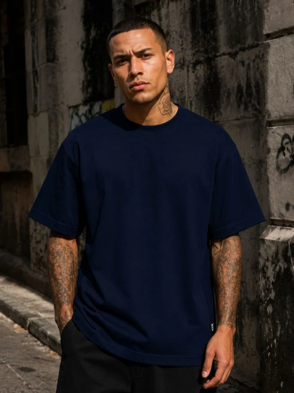 giluページ Camiseta Lisa Azul Marinho